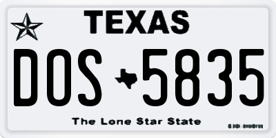 TX license plate DOS5835