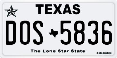 TX license plate DOS5836