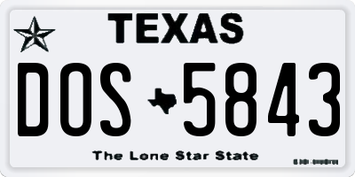 TX license plate DOS5843