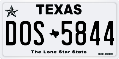 TX license plate DOS5844