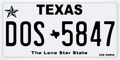 TX license plate DOS5847