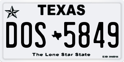 TX license plate DOS5849