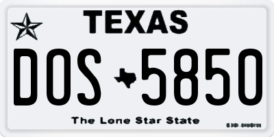 TX license plate DOS5850