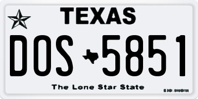 TX license plate DOS5851