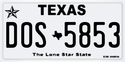 TX license plate DOS5853