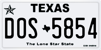 TX license plate DOS5854