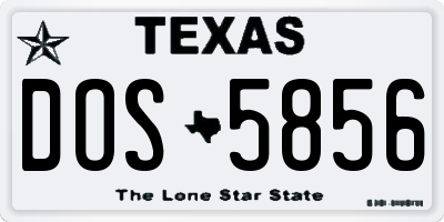 TX license plate DOS5856