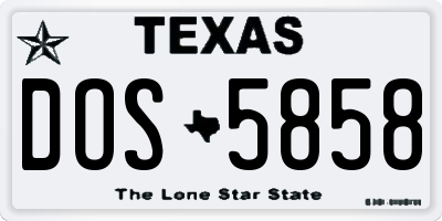 TX license plate DOS5858
