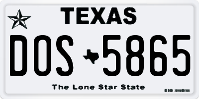 TX license plate DOS5865