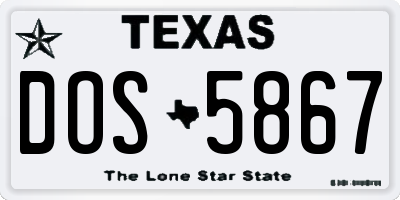 TX license plate DOS5867