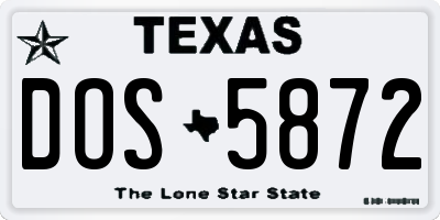 TX license plate DOS5872