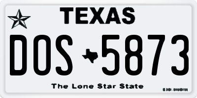 TX license plate DOS5873