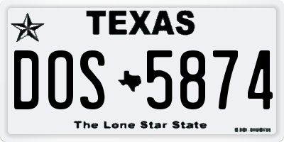 TX license plate DOS5874
