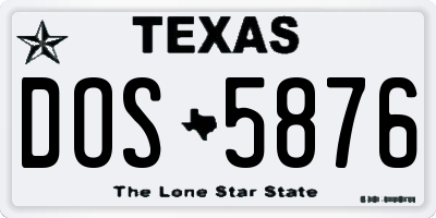 TX license plate DOS5876