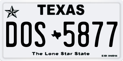 TX license plate DOS5877