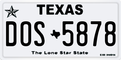 TX license plate DOS5878