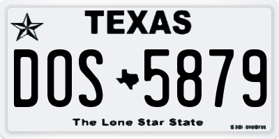 TX license plate DOS5879