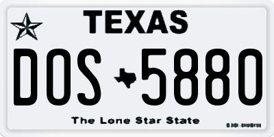 TX license plate DOS5880