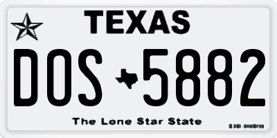 TX license plate DOS5882
