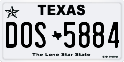 TX license plate DOS5884