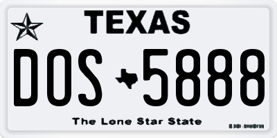 TX license plate DOS5888