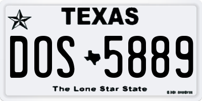 TX license plate DOS5889