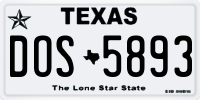 TX license plate DOS5893