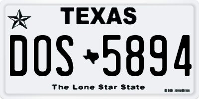 TX license plate DOS5894