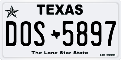 TX license plate DOS5897