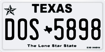 TX license plate DOS5898