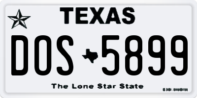 TX license plate DOS5899