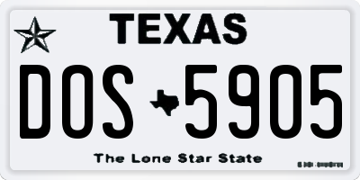 TX license plate DOS5905