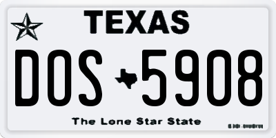 TX license plate DOS5908