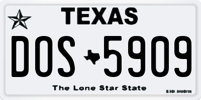 TX license plate DOS5909