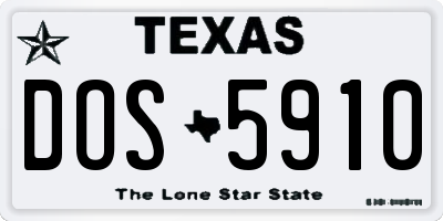 TX license plate DOS5910