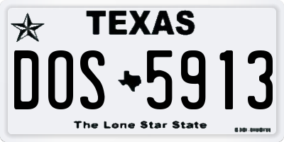 TX license plate DOS5913