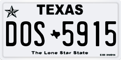 TX license plate DOS5915