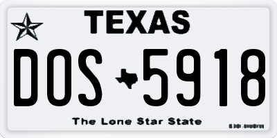 TX license plate DOS5918