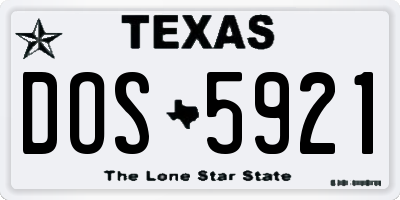 TX license plate DOS5921