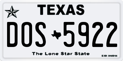 TX license plate DOS5922