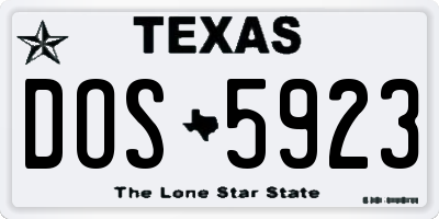 TX license plate DOS5923