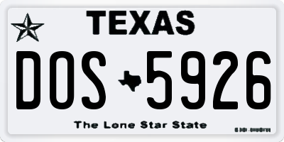 TX license plate DOS5926