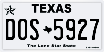 TX license plate DOS5927