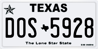 TX license plate DOS5928