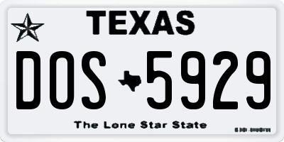 TX license plate DOS5929