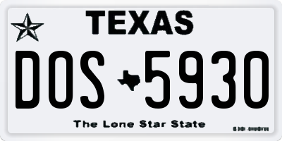 TX license plate DOS5930