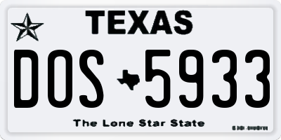 TX license plate DOS5933