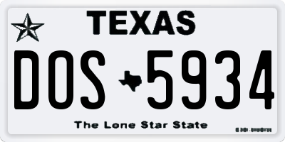 TX license plate DOS5934