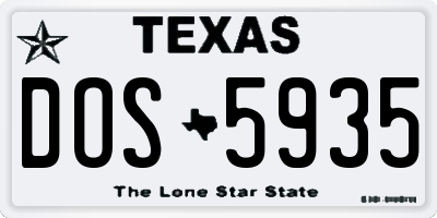 TX license plate DOS5935