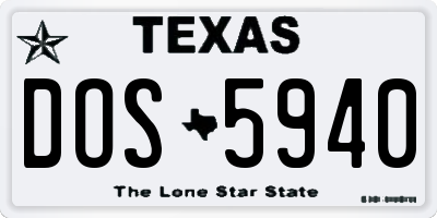 TX license plate DOS5940